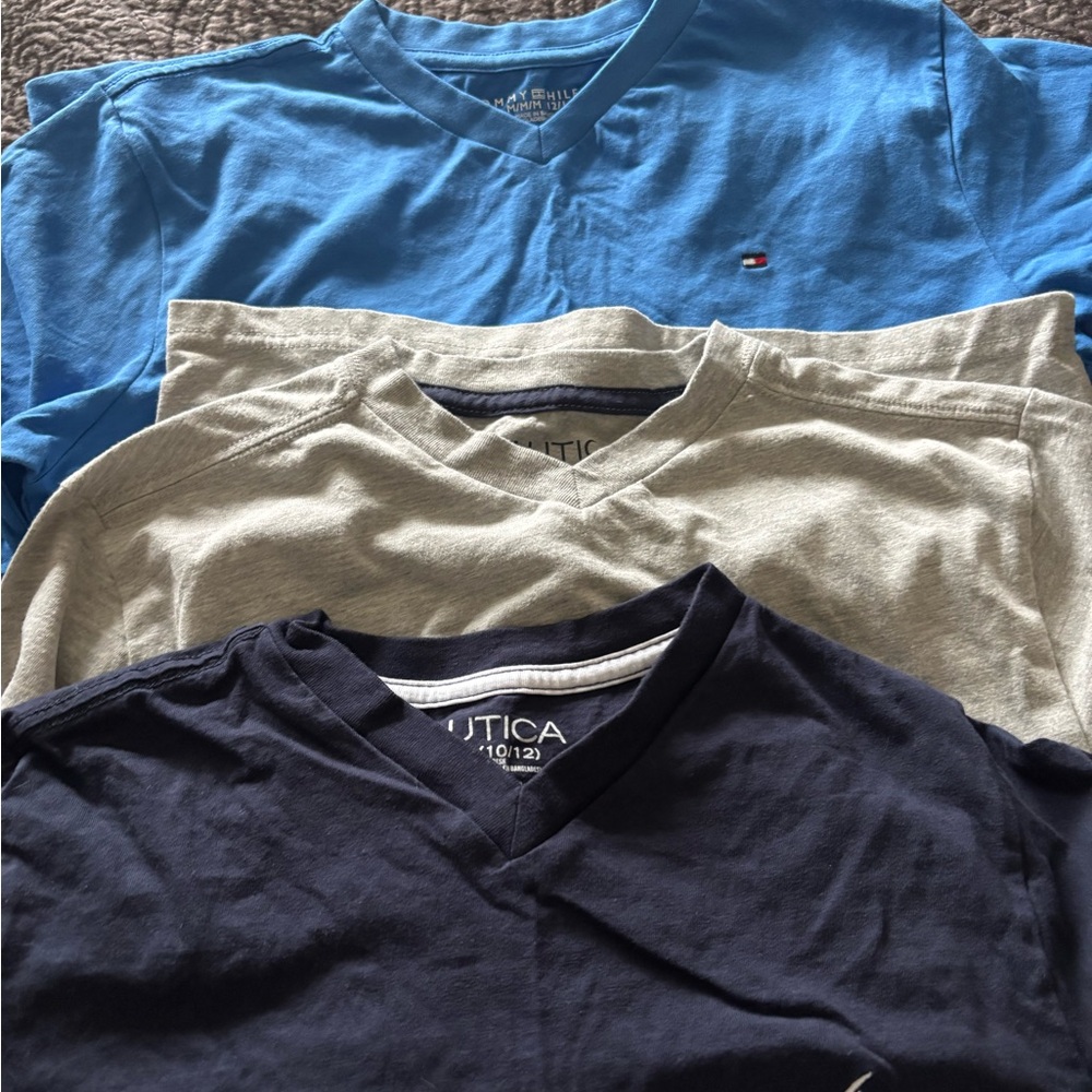 Nautica Men's V-Neck Shirt Trio - Blue, Gray, Navy